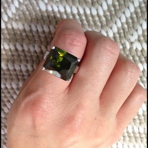 Oversized green stone ring